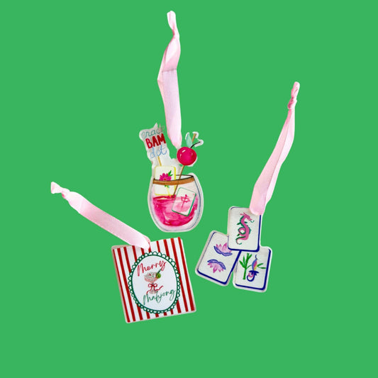 Mahjong Christmas Petite Ornament Acrylic Mahj gift, acrylic