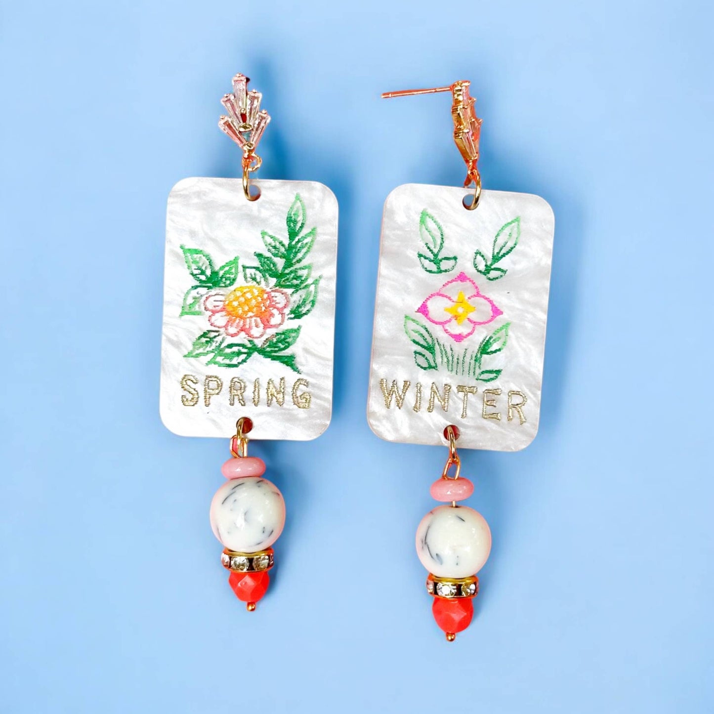 Hazel & Ollie - Mahjong Flower Dangle Earrings