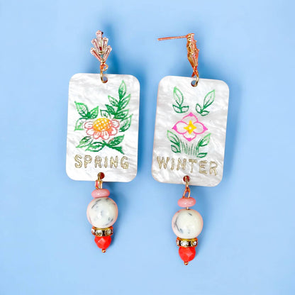 Hazel & Ollie - Mahjong Flower Dangle Earrings