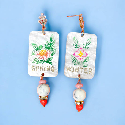 Hazel & Ollie - Mahjong Flower Dangle Earrings