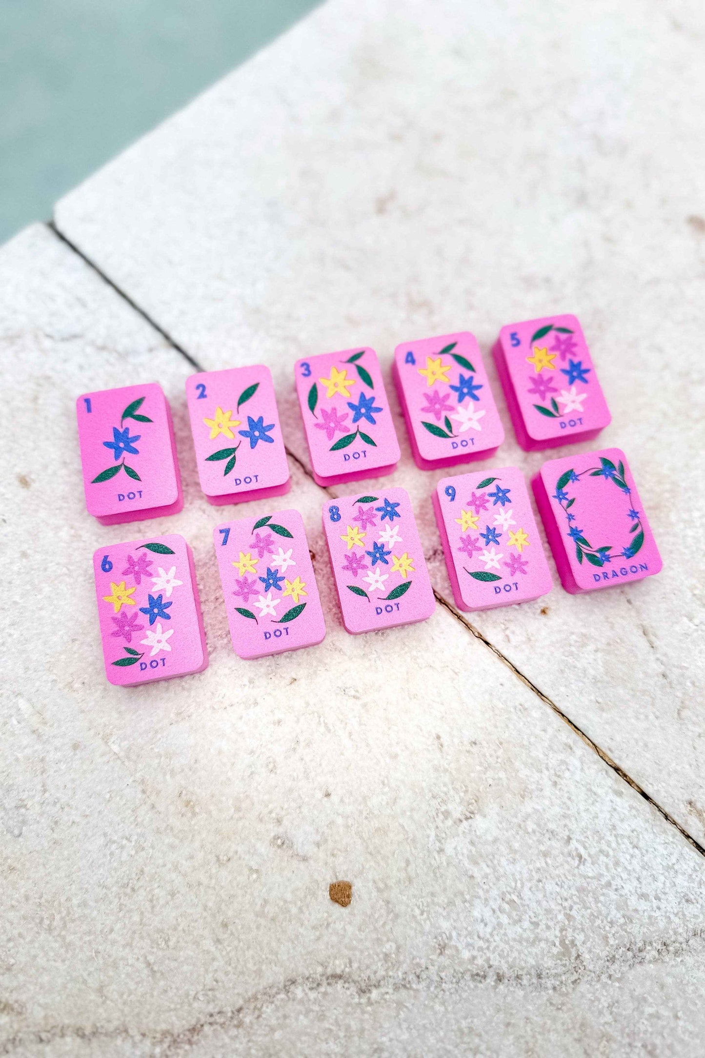 Girl Tribe Co - Floating Mahjong Tiles in Floral Pink for the Pool