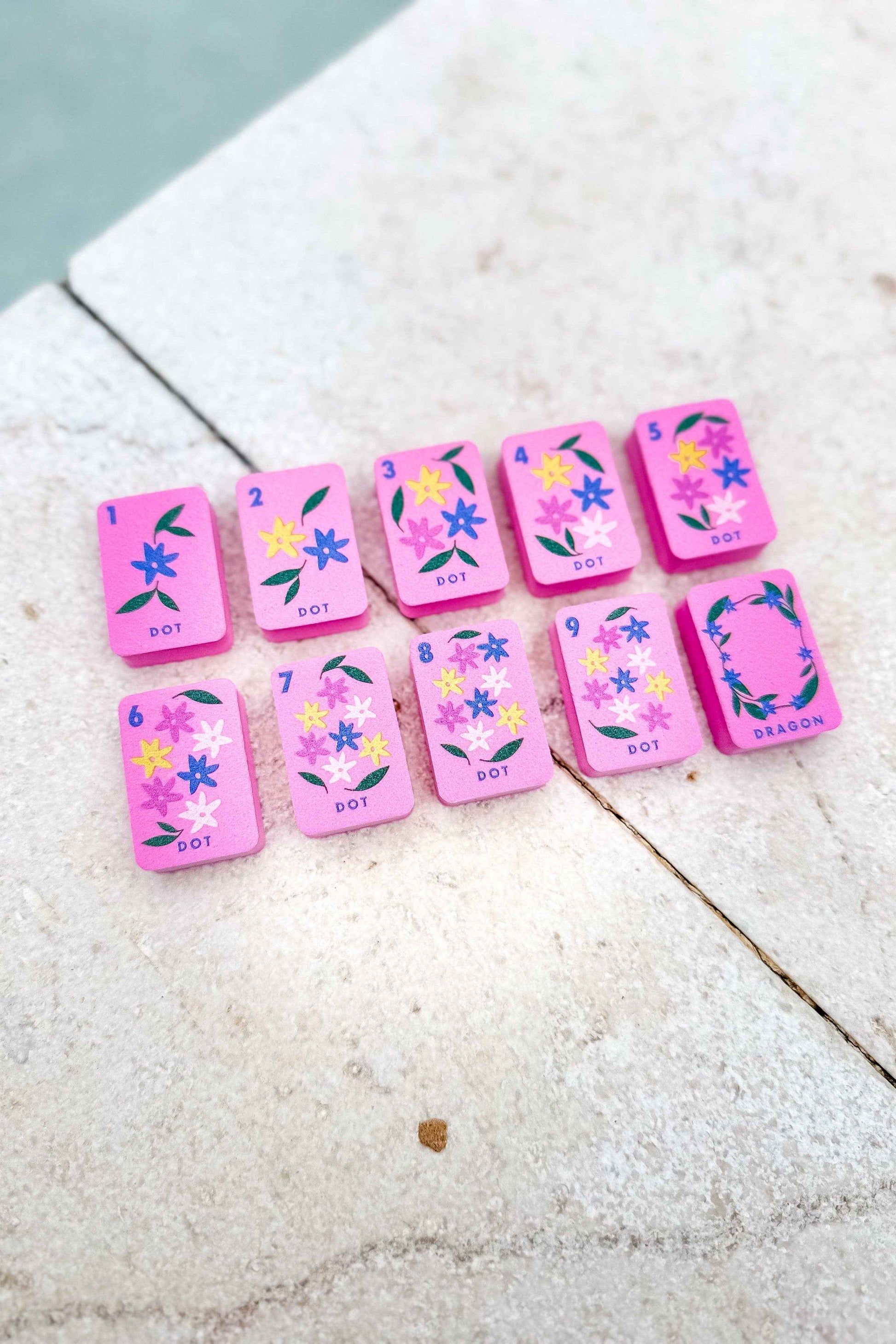 Girl Tribe Co - Floating Mahjong Tiles in Floral Pink for the Pool
