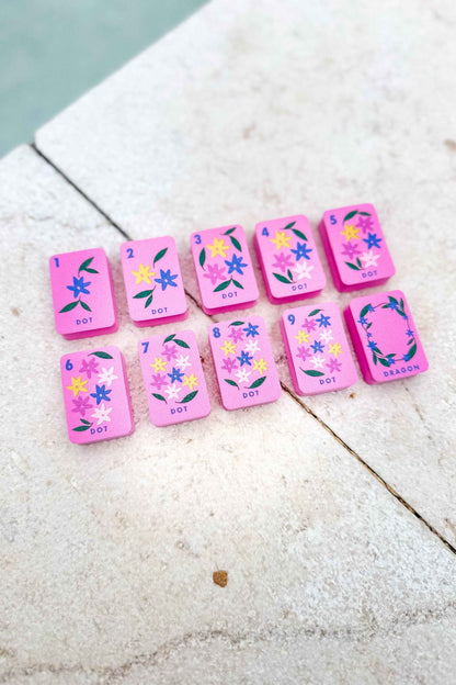 Girl Tribe Co - Floating Mahjong Tiles in Floral Pink for the Pool