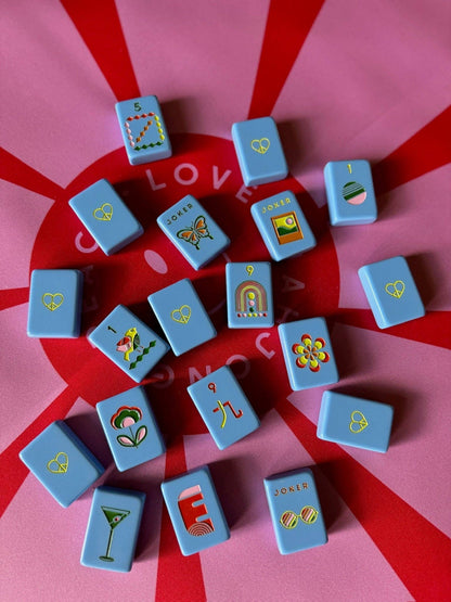 Peace Love Mahjong - Mod Tiles - French Blue