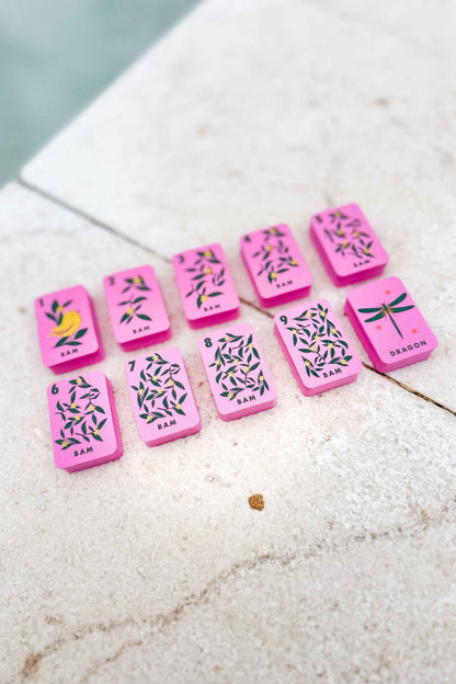 Girl Tribe Co - Floating Mahjong Tiles in Floral Pink for the Pool