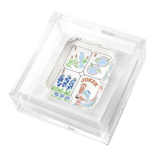 Texas Mahjong Tiles Acrylic Cocktail Napkin Holder