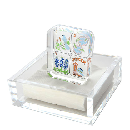 Texas Mahjong Tiles Acrylic Cocktail Napkin Holder